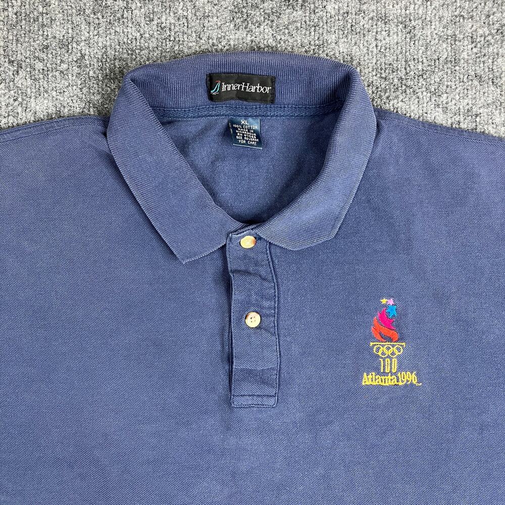 Inner Harbor Polo Mens XL Blue Atlanta 1996 Olympics Embroidered Cotton Vintage